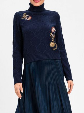 Twin-Set Dolcevita relaxed fit in lana con ricami