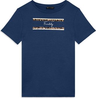Freddy T-shirt Manica Corta con Dettagli Animalier e Borchie