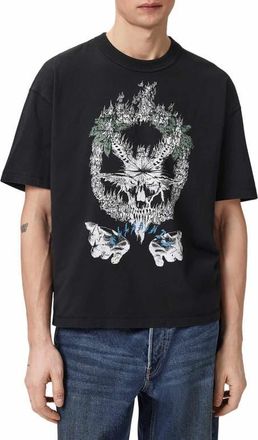 AllSaints Palm Ripper Graphic T-Shirt in Washed Black at Nordstrom, Size Xx-Large