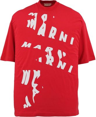 Marni Mens Scanned Logo T-Shirt In Red