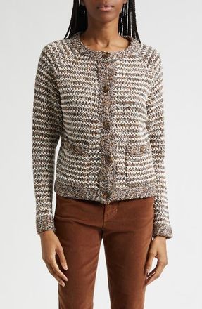 Veronica Beard Christina Cotton Cardigan in Acorn Multi at Nordstrom, Size X-Large