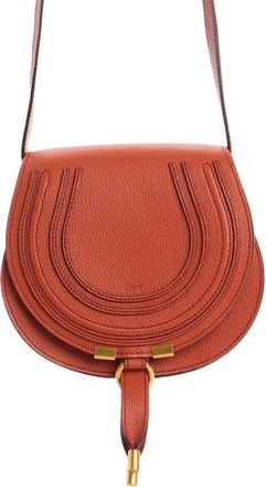 Chlo&eacute; Small Marcie Leather Crossbody Bag in Crimson Orange at Nordstrom