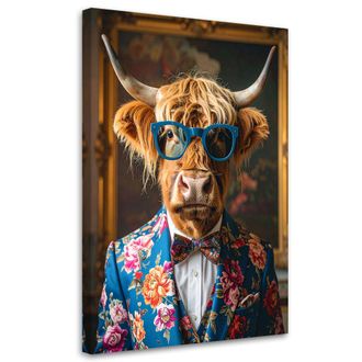 Feeby Impresi&oacute;n De Imagen, Vaca Escocesa Con Traje Colorido Glamour, 80x120
