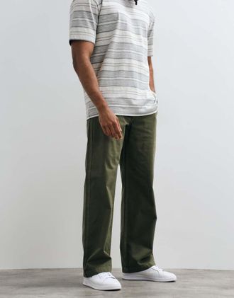 Calvin Klein Jeans chino ampi utility in twill di cotone verde kaki