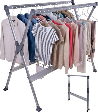 Relaxdays Tendedero Relaxdays, Extensible Y Plegable (al X An X F) 126,5 X 150-250 X 76 Cm, Para Perchas, Plateado