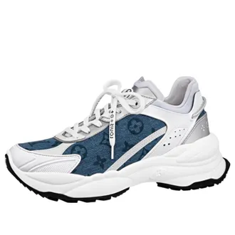 Louis Vuitton (WMNS) LOUIS VUITTON Run 55 Sneakers Denim Monogram Silver 1ABHQJ