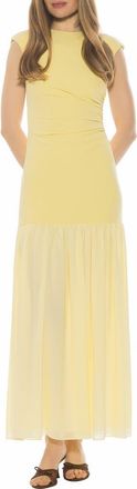 Alexia Admor Caelen Cap Sleeve Drop Waist Maxi Dress in Butter Yellow at Nordstrom Rack, Size X-Large