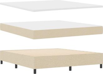 vidaXL Cama Box Spring Con Colch&oacute;n Y Banco Color Crema 180x200 Cm Tela Vidaxl