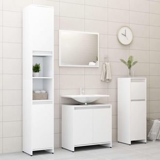 vidaXL Vidaxl - Juego De Muebles De Ba&ntilde;o 4 Piezas Madera Ingenier&iacute;a Blanco