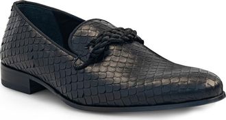 Mezlan Snake Embossed Rope Loafer in Black at Nordstrom Rack, Size 10.5