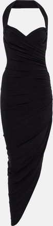 Norma Kamali Cayla halterneck ruched midi dress