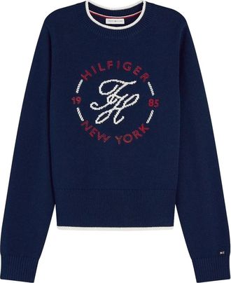 Tommy Hilfiger RWB Nautical Ronde Hals Trui - Dames - Ronde hals truien - Blauw - M - Katoen - Truien & Vesten