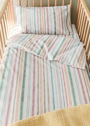 Mango Copripiumino cotone a righe letto 90cm verde - Home - 100x120cm - MANGO HOME