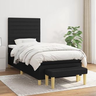 vidaXL Vidaxl - Cama Box Spring Con Colch&oacute;n Tela Negro 100x200 Cm