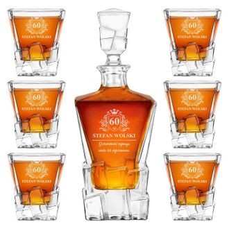 OEM Juego De 6 Vasos De Whisky Grabados, Decantador, Regalo De Cumplea&ntilde;os Para Un Hombre