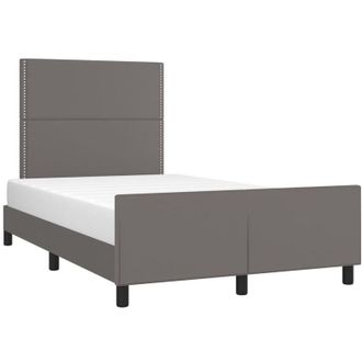 vidaXL Vidaxl - Estructura De Cama Sin Colch&oacute;n Cuero Sint&eacute;tico Gris 120x200 Cm