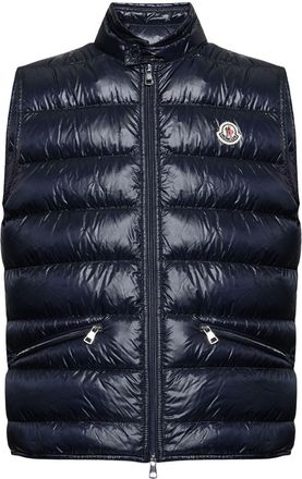 Moncler Gui logo-patch puffer gilet - men - Polyamide/Feather/Down/Polyamide - 1 - Blue