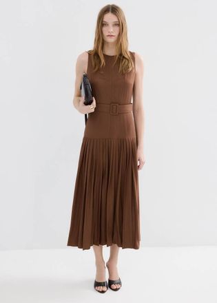 Mango Vestito pinces svasato marrone - Donna - XS - MANGO
