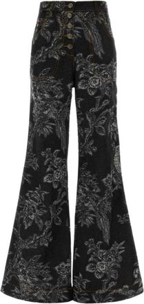 Etro Flared Jacquard Jeans - Dames - Loose Fit Jeans - Zwart - W29 - Katoen - Jeans