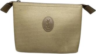 Saint Laurent Pre-owned Cotton Clutch - Dames - Vintage Clutch - Beige - ONE Size - Katoen - Vintage