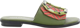Noa Harmon Schoenen, Dames, Groen, 38 EU, Leer, Dames Slippers