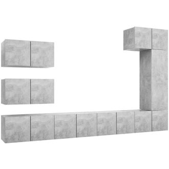 vidaXL Vidaxl - 8 Piece tv Cabinet Set Concrete Grey Engineered Wood