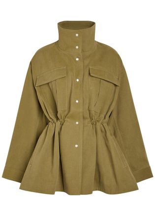 R&oacute;he Sculptural Funnel-neck Cotton Safari Jacket - Khaki - 34 (UK6 / XS)