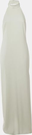 Badgley Mischka White Crepe Halter Neck Gown