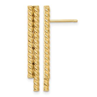 Diamond2Deal 14K Yellow Gold Twisted Bar Drop Dangle Earrings 30.88 mm