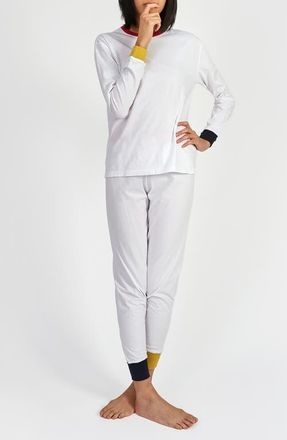 Sleepy Jones Helen Lounge Set in White Colorblock at Nordstrom, Size X-Small
