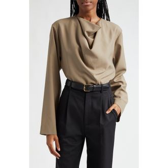 R&oacute;he Drape Virgin Wool Top in Khaki at Nordstrom Rack, Size 10 Us / 42 Eu
