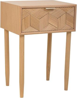 Wanderlust Deco Mesita de madera de 1 cajon marron 41x33x60