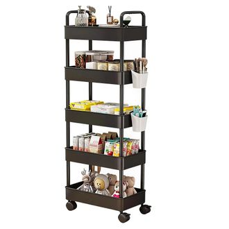 OEM Carrello Portaoggetti A 5 Ripiani, Mobile Con Ruote Bloccabili, Nero