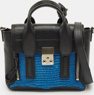 3.1 Phillip Lim Black/blue Textured Leather Mini Pashli Satchel