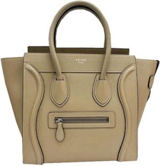 Celine Tweedehands leren handtassen - Dames - Vintage Handtas - Beige - ONE Size - Leer - Vintage