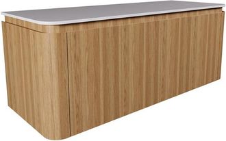 Saniclass Terra Badmeubelset - 120cm - 2 lades - afgeronde hoeken - topblad solid surface - sandwood (licht eiken)