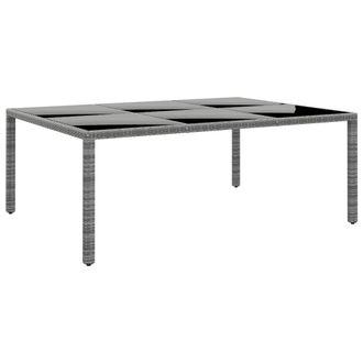 vidaXL Mesa Jard&iacute;n Vidrio Templado Rat&aacute;n Sint&eacute;tico Gris 200x150x75 Cm Vidaxl