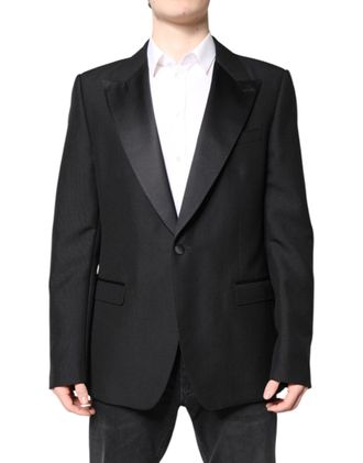 Dolce & Gabbana Black Wool Single Breasted Coat Mens Blazer