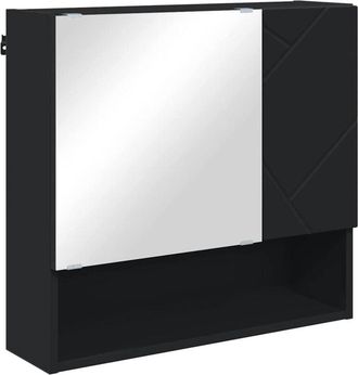 vidaXL Armario de espejo Negro 59 x 17 x 55 cm Madera contrachapada vidaXL