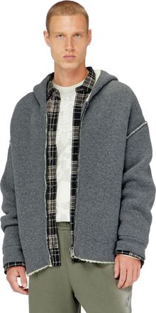 Diesel Zip-up hoodie in dual-texture knit - Knitwear - Man - Grey