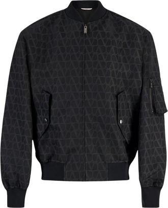 Valentino Garavani Toile Iconographe-Print Bomberjack - Heren - Bomber jackets - Zwart - S - Polyester - Jassen