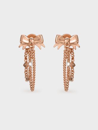 Charles & Keith Paige Crystal-Chain Bow Drop Earrings