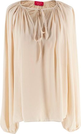 Lanvin Nude Drawstring Silk Blouse Size XS