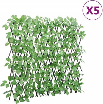 vidaXL Enrejado Expansible Hiedra Artificial Verde 5 Uds 180x65 Cm Vidaxl