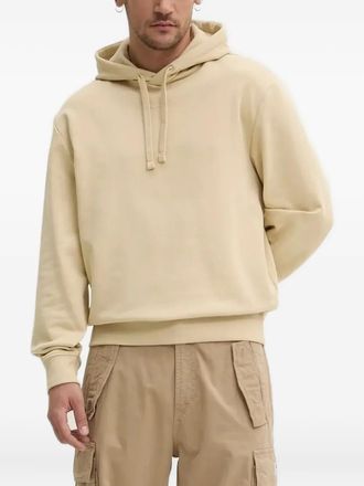 HUGO BOSS logo-print hoodie - men - Cotton - L - Neutrals