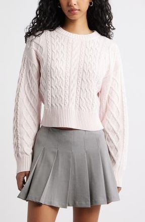 BP. Cable Pullover Sweater in Pink Primrose at Nordstrom Rack, Size X-Large