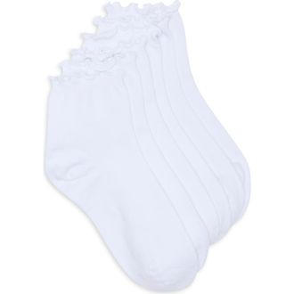 Nordstrom Rack 3-Pack Lettuce Edge Ankle Socks in White at Nordstrom Rack, Size 9-11