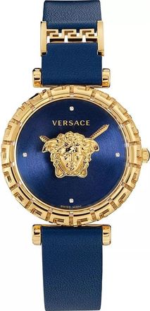 Versace Analoog Horloge - unisex - Horloges - Blauw - ONE Size - Leer - Accessoires