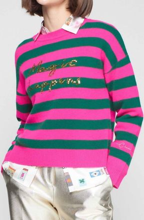 Vilagallo Magic Happens Sweater In Pink And Green