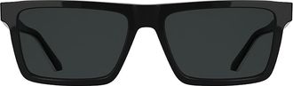 Calvin Klein Mens Acetate Slim Modified Rectangle Sunglasses - Black